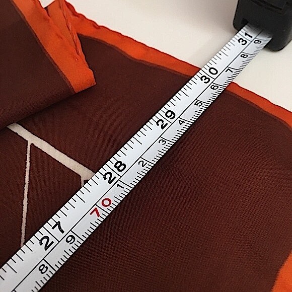 VTG 60 70 Jim Renoir Geometric Print Brown Burnt Orange Large Square scarf - Picture 7 of 16